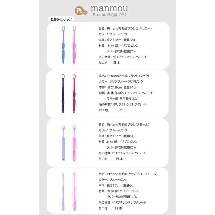 日本頂級牙刷~原廠Ptnano白金奈米粒子manmou萬毛牙刷牙刷軟毛牙刷~給寶貝最好的口腔清潔觸感-細節圖9
