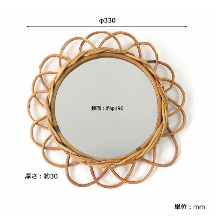 【一草一木】手工藤編復古鏡 掛鏡 復古 藤編 手編  懷舊感 鏡子 化妝鏡 藤編-細節圖8