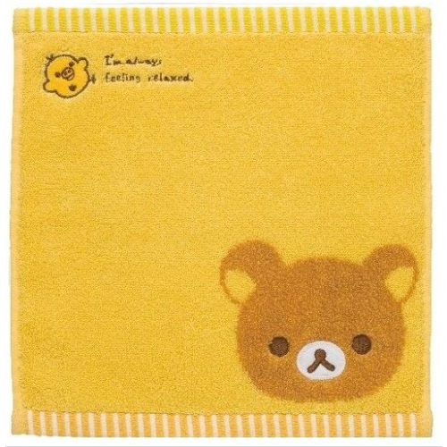 【拉拉熊】正版 San-X Rilakkuma 拉拉熊 懶懶熊 刺繡方形純棉手帕