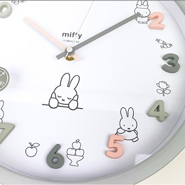 正版 Miffy 米菲 米飛 米菲兔 圓型掛鐘 立體數字 連續秒針無滴答聲 時鐘 靜音 掛鐘 靜難時鐘-細節圖3