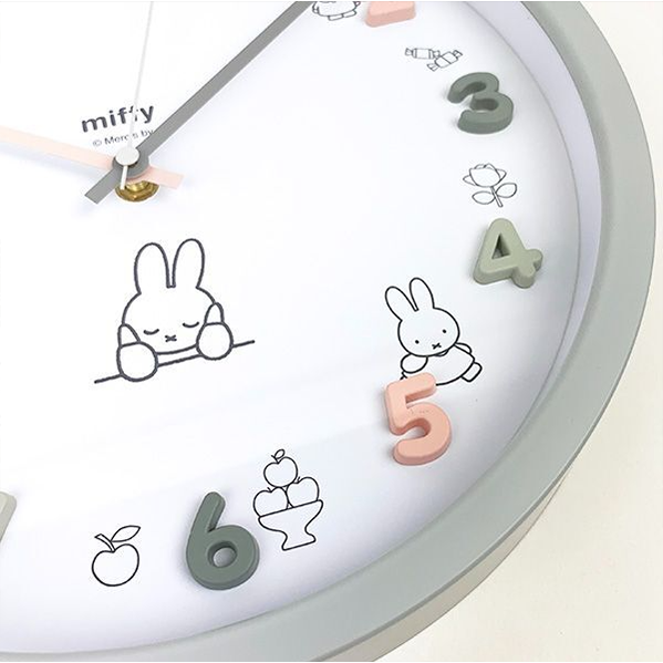 正版 Miffy 米菲 米飛 米菲兔 圓型掛鐘 立體數字 連續秒針無滴答聲 時鐘 靜音 掛鐘 靜難時鐘-細節圖4