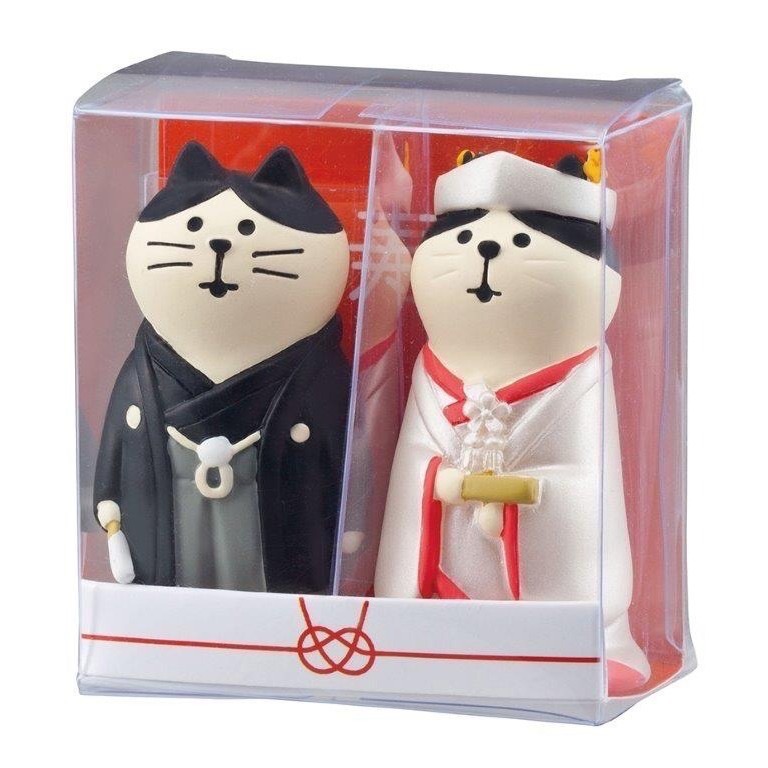 【一草一木】正版 加藤真治 DECOLE concombre 結婚 貓咪 婚紗 日式貓咪公仔 婚禮小物 婚禮擺飾新婚禮物-細節圖3