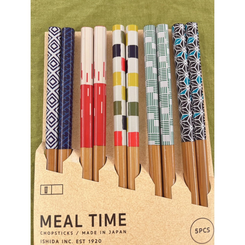【一草一木】日本製 ISHIDA 日本筷子 天然竹 家用筷子 天然竹筷 日本傳統技術 浴衣花紋系列竹筷 5入一組 Ag+-細節圖3