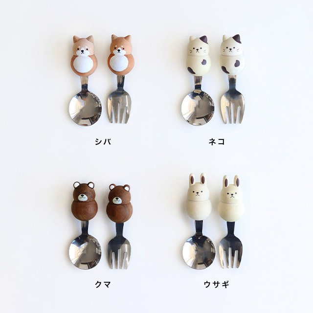 【一草一木】日本製Grapport Plumpy kid 兒童 動物造型 木柄 餐具 叉子 湯匙 全新品 共四款-細節圖2