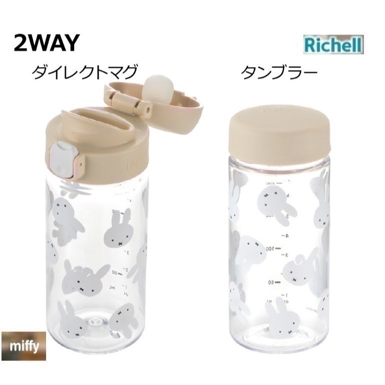 【一草一木】預利其爾Richell日本境內版《米菲兔Miffy》米飛兔 2WAY 兩用蓋直飲杯 240ml 直飲練習水壺-細節圖9