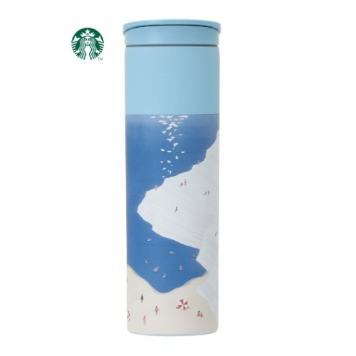 【星巴克】 日本Starstucks 不銹鋼 保溫杯 保冷杯 隨行杯 環保杯 夏日海灘 波光粼粼 大寬口 473ml