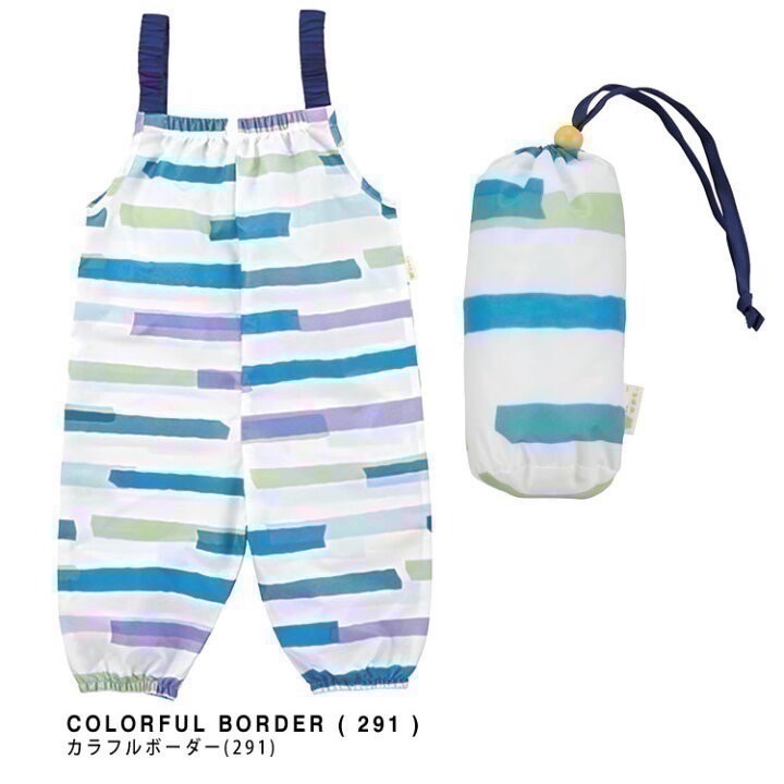 【一草一木】日本 WPC 兒童戲水玩沙防水防紫外線吊帶褲畫畫衣 戲水 可調節 防水 吊帶褲 玩水褲 沙灘褲 遊戲服-規格圖5