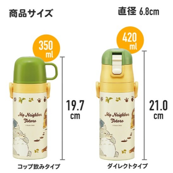 【Skater】日本 超輕量不鏽鋼 宮崎駿 龍貓 龍貓巴士 保溫保冷直飲彈蓋 壓按 兩用水壺保溫瓶-細節圖2