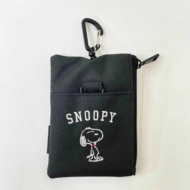 【一草一木】日本SNOOPY PEANUTS 刺繡零錢包 卡夾 伸縮鑰匙圈 悠遊卡 吊環 多功能收納錢包 防水 捷運-細節圖7