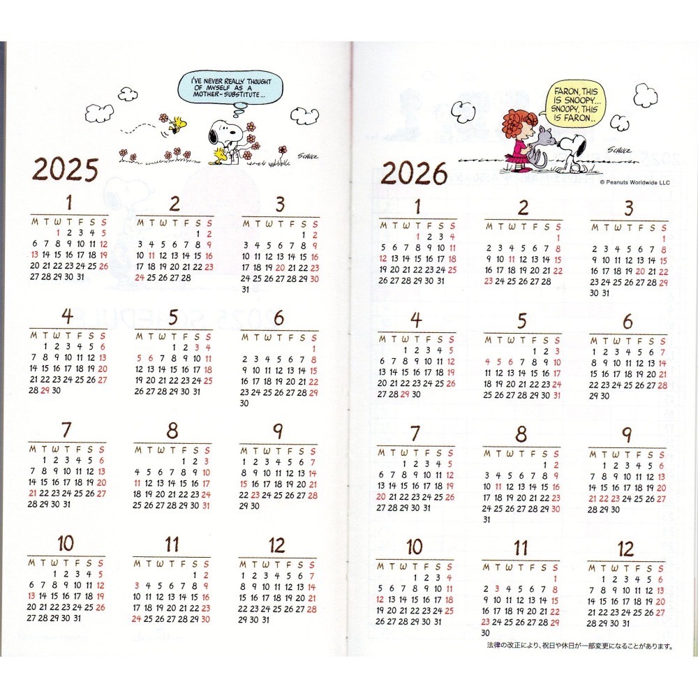 【SNOOPY】史奴比 PEANUTS 2025手帳 A6 日本製 Hallmark 行事曆 聖誕禮物 手冊 手帳本-細節圖4