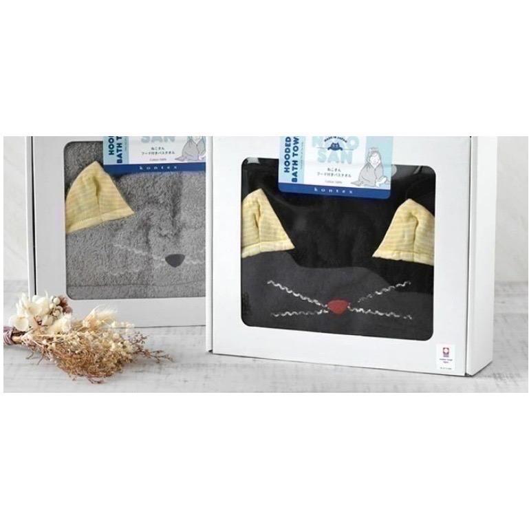 【kontex】 Nekosan 日本製 貓咪變身浴袍 連帽浴巾 今治認證 日本浴巾 附禮盒 出生賀禮 初生賀禮 多色-細節圖9