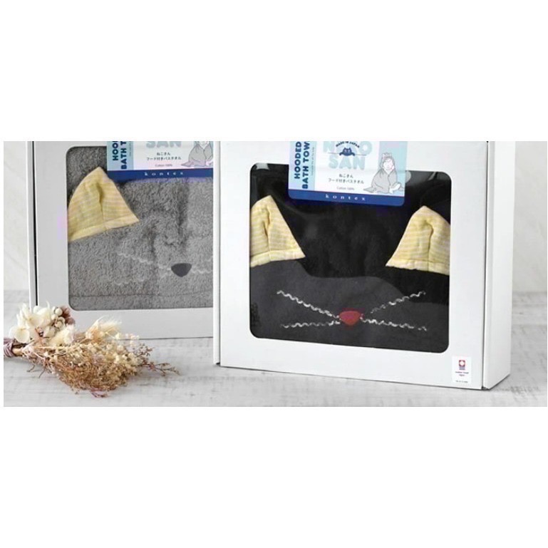 【kontex】 Nekosan 日本製 貓咪變身浴袍 連帽浴巾 今治認證 日本浴巾 附禮盒 出生賀禮 初生賀禮 多色-細節圖9