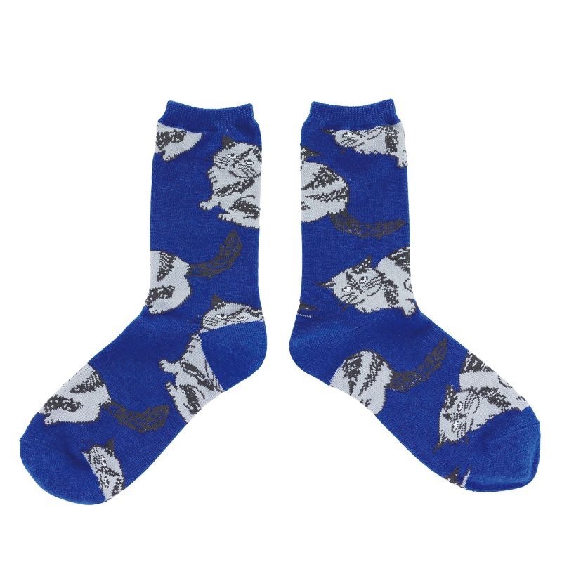 【松尾美雪 】松尾ミユキ  繪本風動物襪 小腿襪 襪子 貓咪 襪子 混紡羊毛襪 保暖 秋冬天偏厚款　禮物-細節圖3