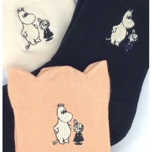 【Moomin】姆明與小美 刺繡 短襪 純棉短襪 襪子 刺繡 純棉 超可愛 黑色-細節圖2