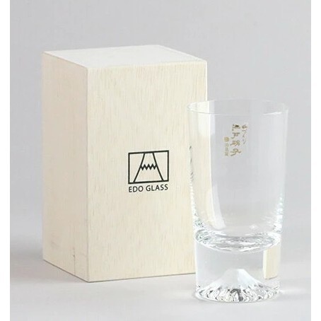 【一草一木】日本製 迷富士山杯(日本酒杯)  江戶硝子 田島硝子 附原廠木盒裝 富士山 水杯 日本酒 果汁杯 送禮-細節圖2