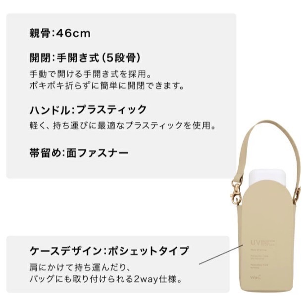 【一草一木】日本Wpc 100%抗UV 晴雨兩用傘 手提&背帶 兩用雨傘 迷你折傘 傘內黑膠-細節圖2