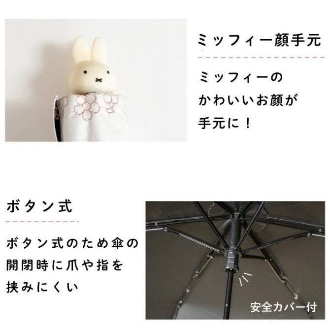 【一草一木】miffy 米飛 晴雨兩用雨傘 手動 一級遮光 刺繡 雨傘 輕量 內裡黑膠 多色可選-細節圖5