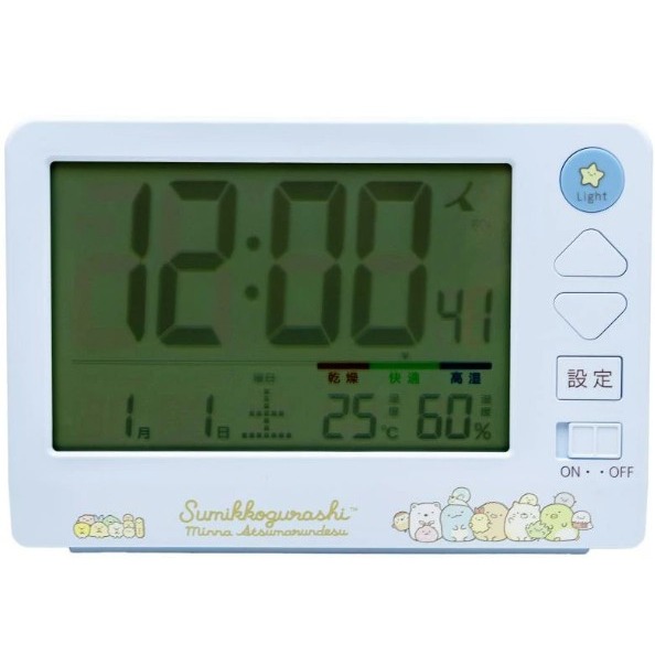【一草一木】角落生物 San-X 桌上型 大型 電波時鐘 貪睡鬧鐘 溫溼度顯示 日曆 亮光 電波 數字時鐘 桌上型時鐘-細節圖5
