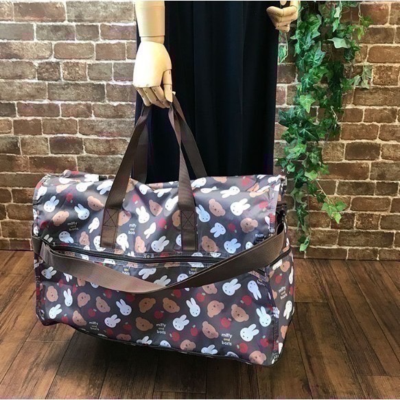 【一草一木】miffy米菲兔與HAPITAS 聯名 折疊式旅行袋 38L 方便收納 登機箱 波士頓包 出國必備 多色可選-細節圖4