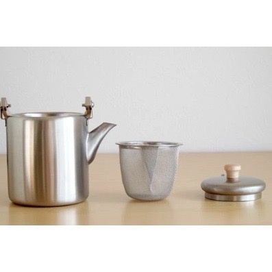 【一草一木】相澤工房 日本製 AIZAWA 不鏽鋼 竹製提把 附濾網 400ml  不鏽鋼霧面 泡茶壺 小茶壺-細節圖4