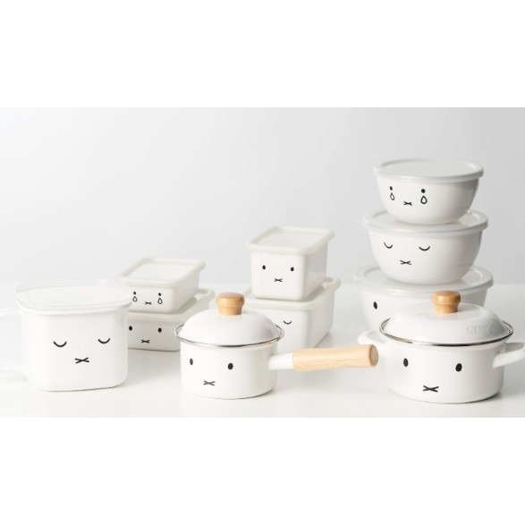 【一草一木】日本富士琺瑯 miffy 米飛 米菲兔可愛表情木柄牛奶鍋 付兩種蓋子 12cm MFF-12S-細節圖4