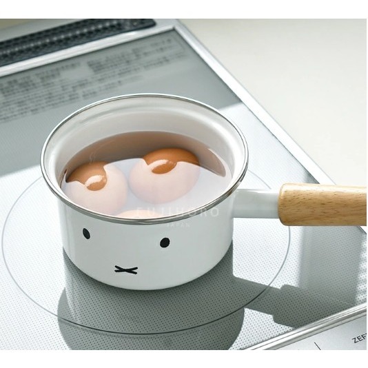 【一草一木】日本富士琺瑯 miffy 米飛 米菲兔可愛表情木柄牛奶鍋 付兩種蓋子 12cm MFF-12S-細節圖5