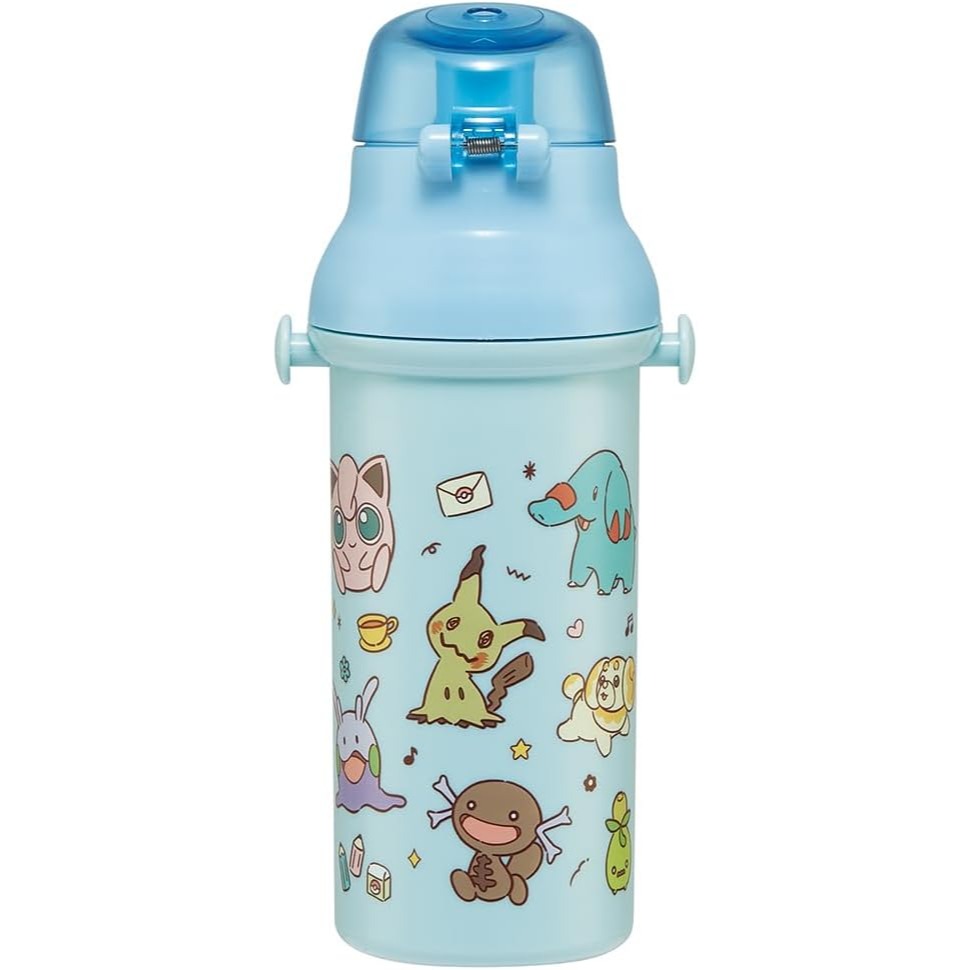 【Skater】日本寶可夢 Pokemon 皮卡丘 水壺 480ml 彈蓋直飲冷水壺 斜口好飲用 附背帶-細節圖2