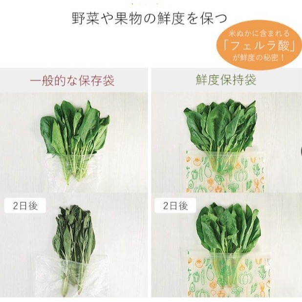 【一草一木】COGIT 米糠材質蔬果日本製 夾鏈袋 保鮮袋 8入 延長新鮮度 可重複使用  蔬菜收納袋-細節圖2