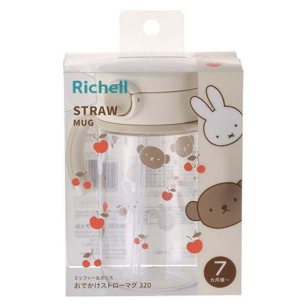 【一草一木】Miffy 日本 Richell 利其爾 幼童學習杯 吸管 雙手可握 7個月以上可用 200/320ml米飛-規格圖7