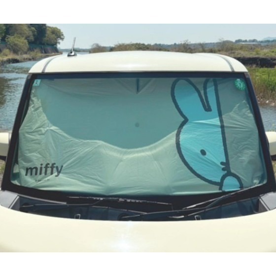 【一草一木】Miffy 米飛車用 遮陽傘 黑膠 防曬 車內降溫 雨傘式 前檔遮陽傘 好收納 車用遮陽板 隔熱板-細節圖2