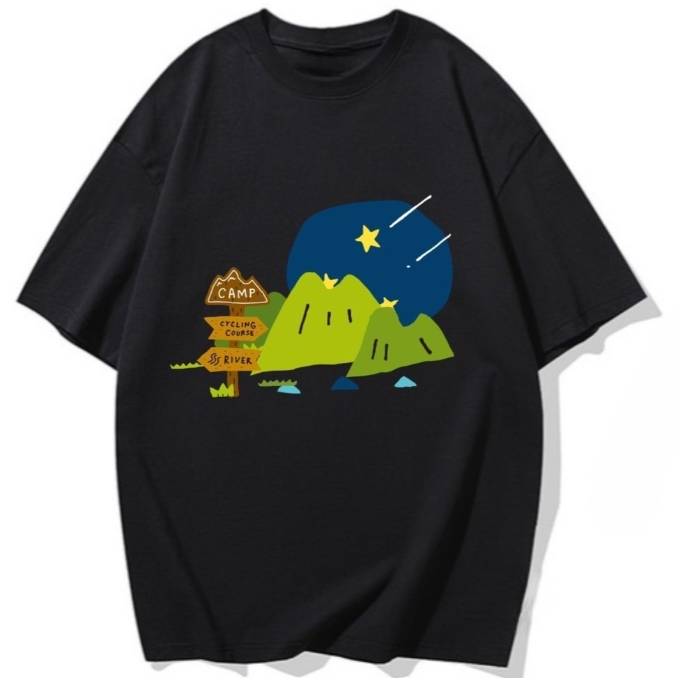 原創露營系列 100%純棉T-Shirt 短袖上衣 M-3XL加大尺碼 團服 隊服 情侶裝 tee-細節圖5