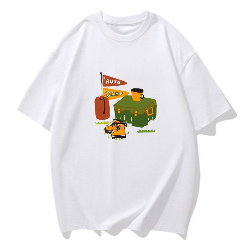 🍀原創露營系列 100%純棉T-Shirt 短袖上衣 M-3XL加大尺碼 團服 隊服 情侶裝 棉tee-細節圖5