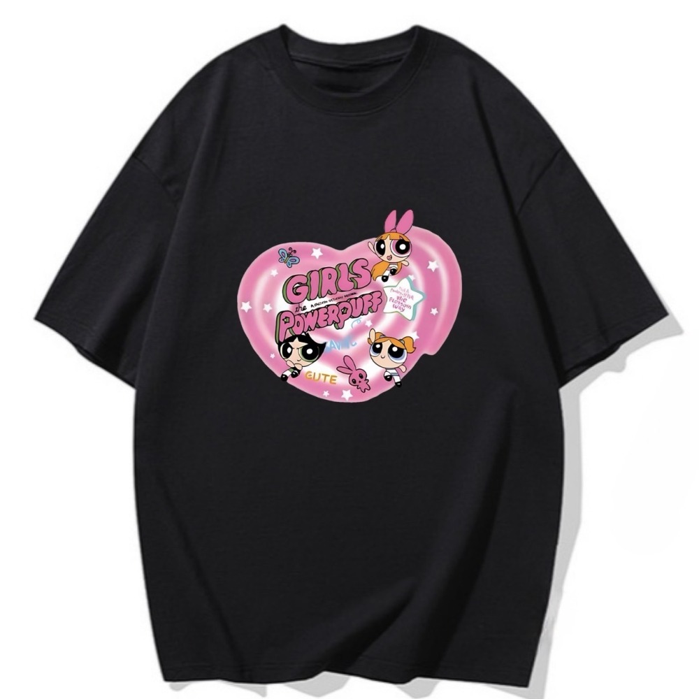 S-3XL大尺碼 韓版飛天小女警短袖T恤女 可愛上衣大碼棉tee-細節圖2