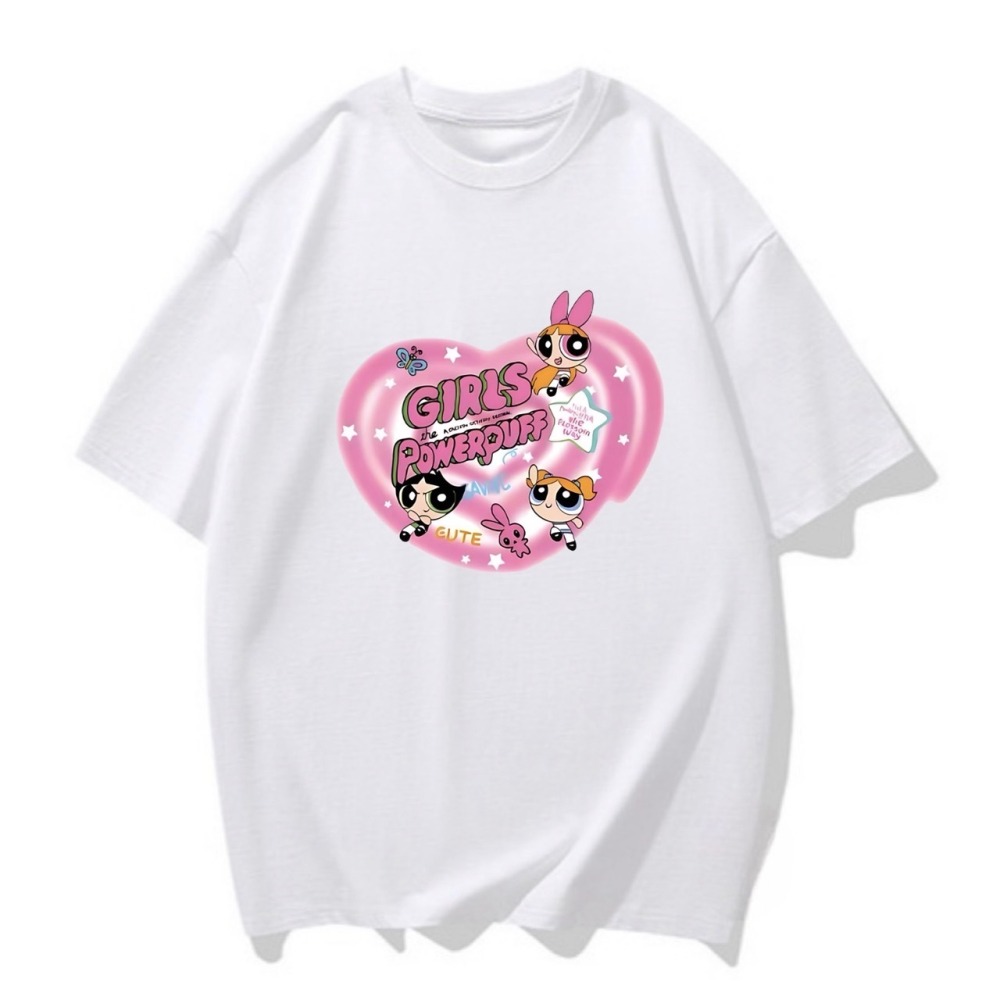S-3XL大尺碼 韓版飛天小女警短袖T恤女 可愛上衣大碼棉tee-細節圖3