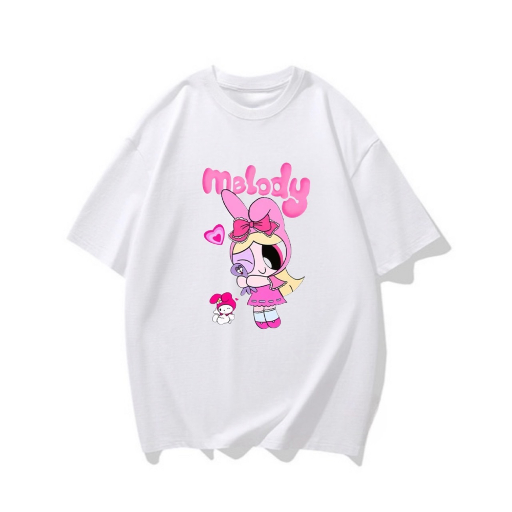 S-3XL大尺碼 韓版Melody短袖t恤女 oversize上衣大碼女裝 棉tee-細節圖2