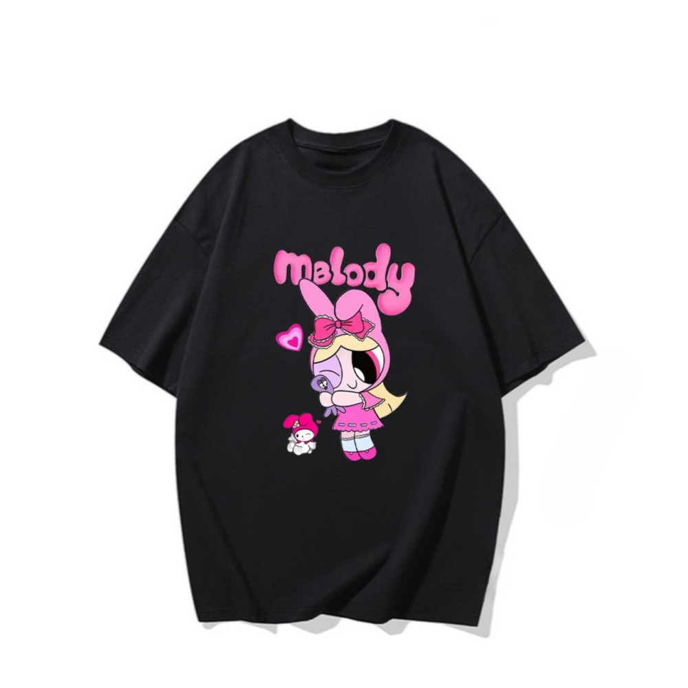 S-3XL大尺碼 韓版Melody短袖t恤女 oversize上衣大碼女裝 棉tee-細節圖3