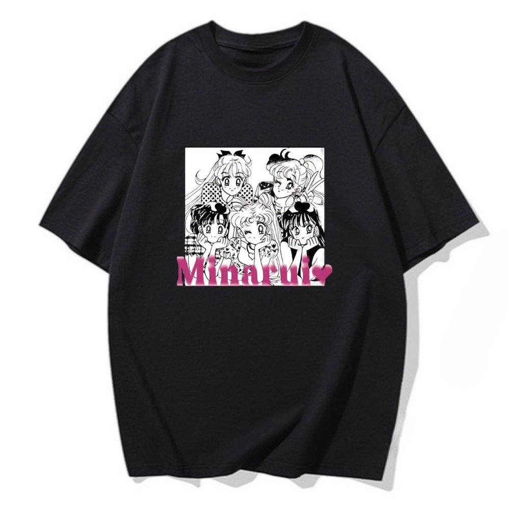 S-3XL大尺碼 韓版美少女戰士短袖T恤女 經典棉tee-細節圖3