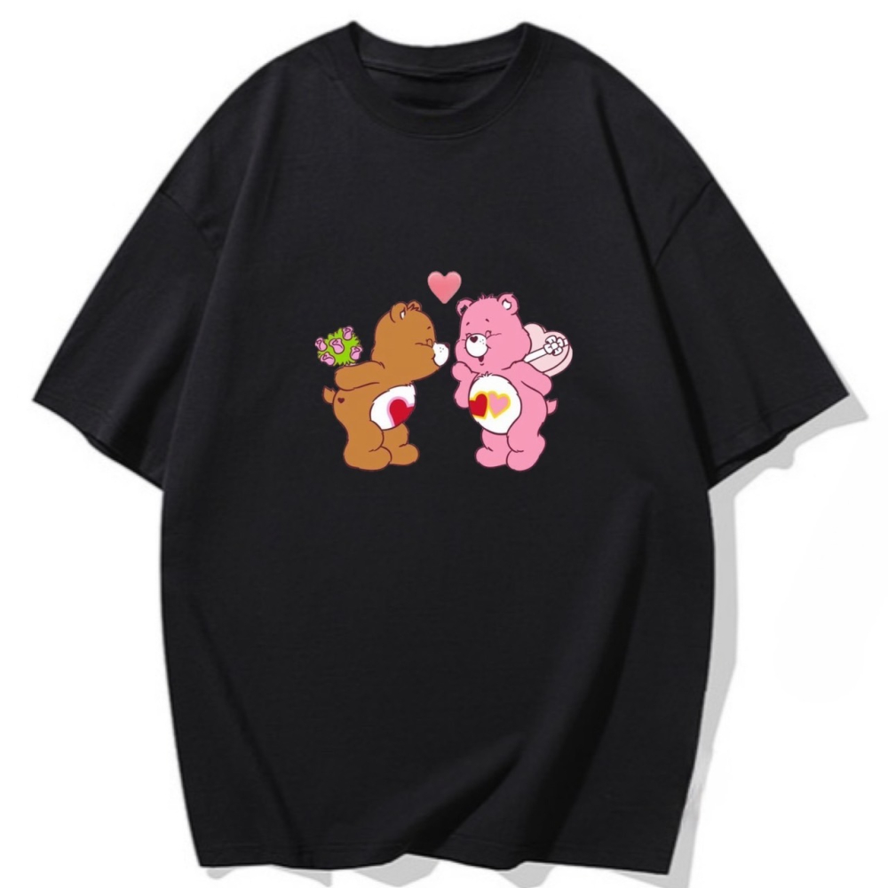 S-3XL大尺碼 原創彩虹小熊短袖T恤女 oversize衣服女上衣女 棉tee-細節圖2