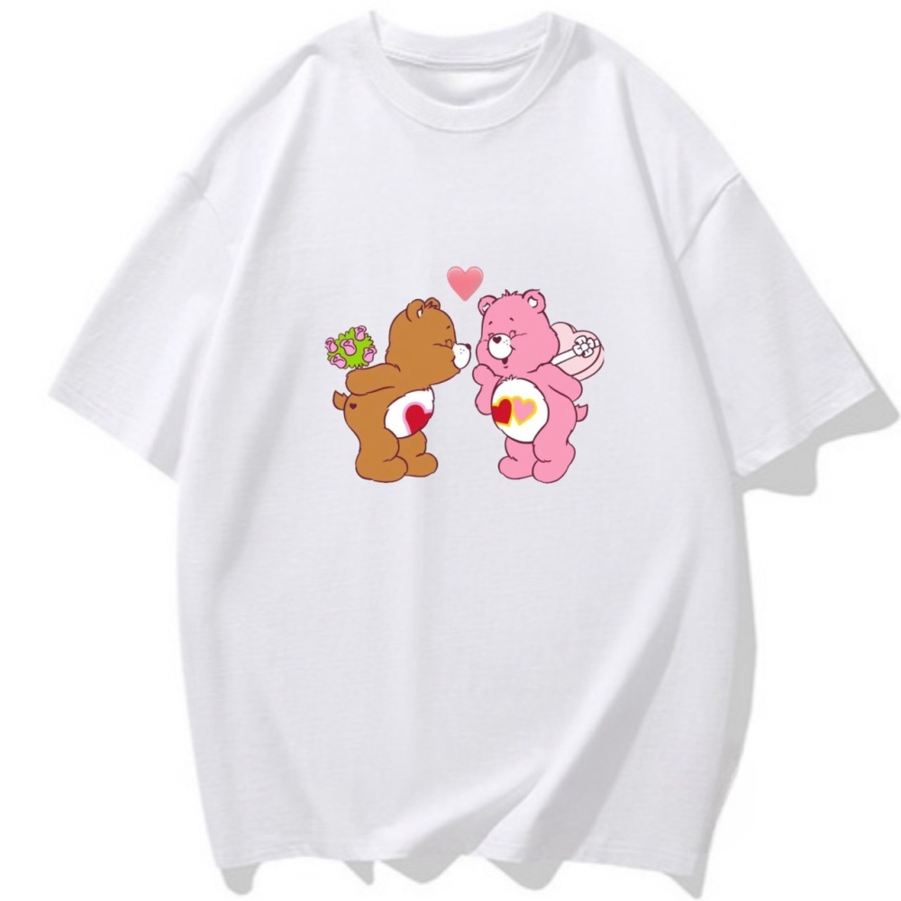 S-3XL大尺碼 原創彩虹小熊短袖T恤女 oversize衣服女上衣女 棉tee-細節圖3