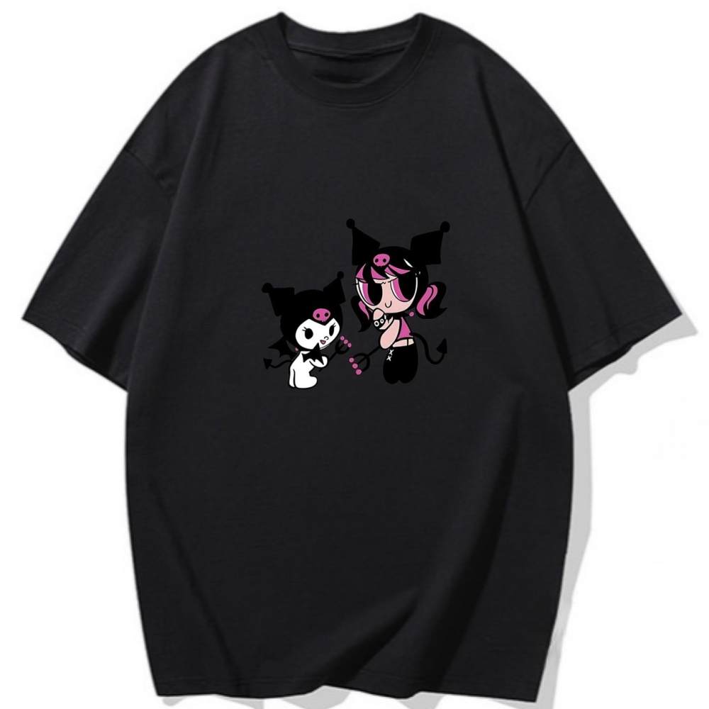 S-3XL大尺碼 原創飛天小女警變裝短袖T恤女 oversize 大碼 女裝上衣 棉tee-細節圖3