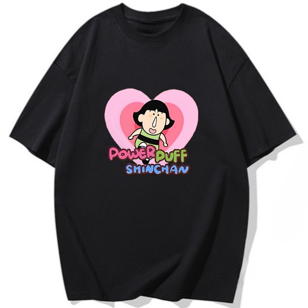 S-3XL大尺碼 飛天小女警~阿呆 短袖T恤女oversize衣服大碼上衣 棉tee-細節圖3