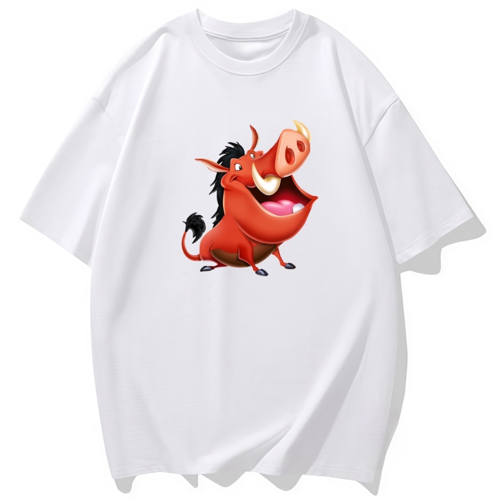 S-3XL大尺碼 卡通疣豬彭彭 短袖T恤女 oversize 棉tee-細節圖2