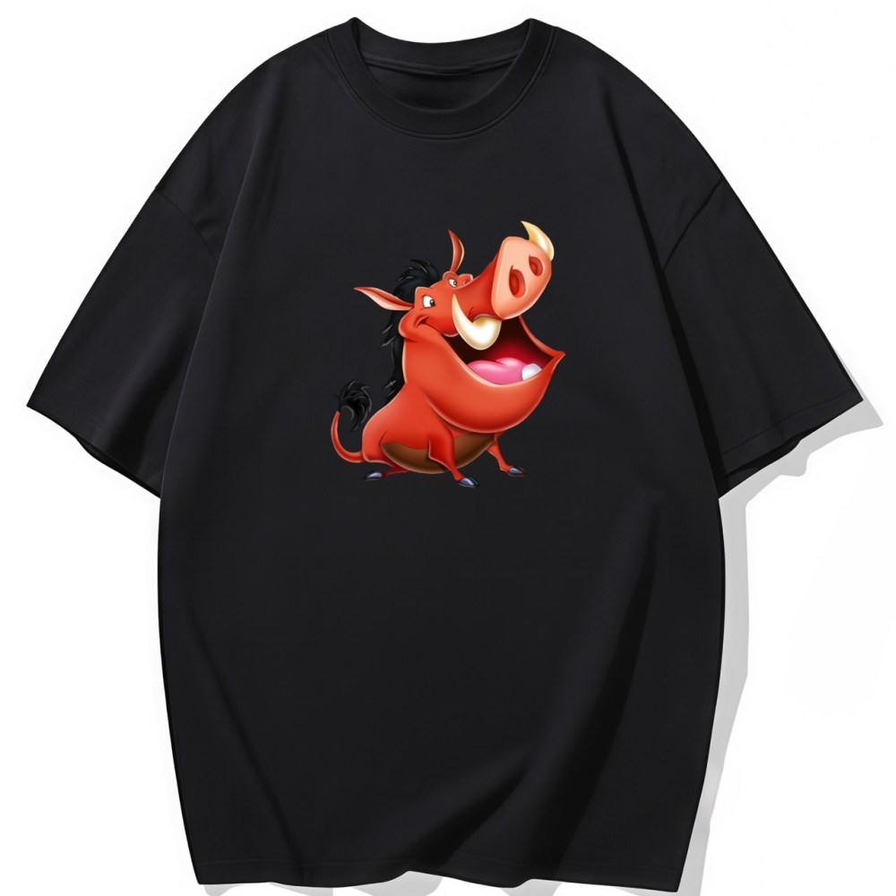 S-3XL大尺碼 卡通疣豬彭彭 短袖T恤女 oversize 棉tee-細節圖3