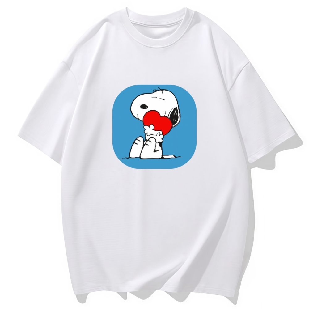 S-3XL大尺碼 卡通史奴比 短袖T恤女 oversize 棉tee-細節圖2