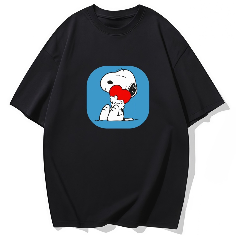 S-3XL大尺碼 卡通史奴比 短袖T恤女 oversize 棉tee-細節圖3