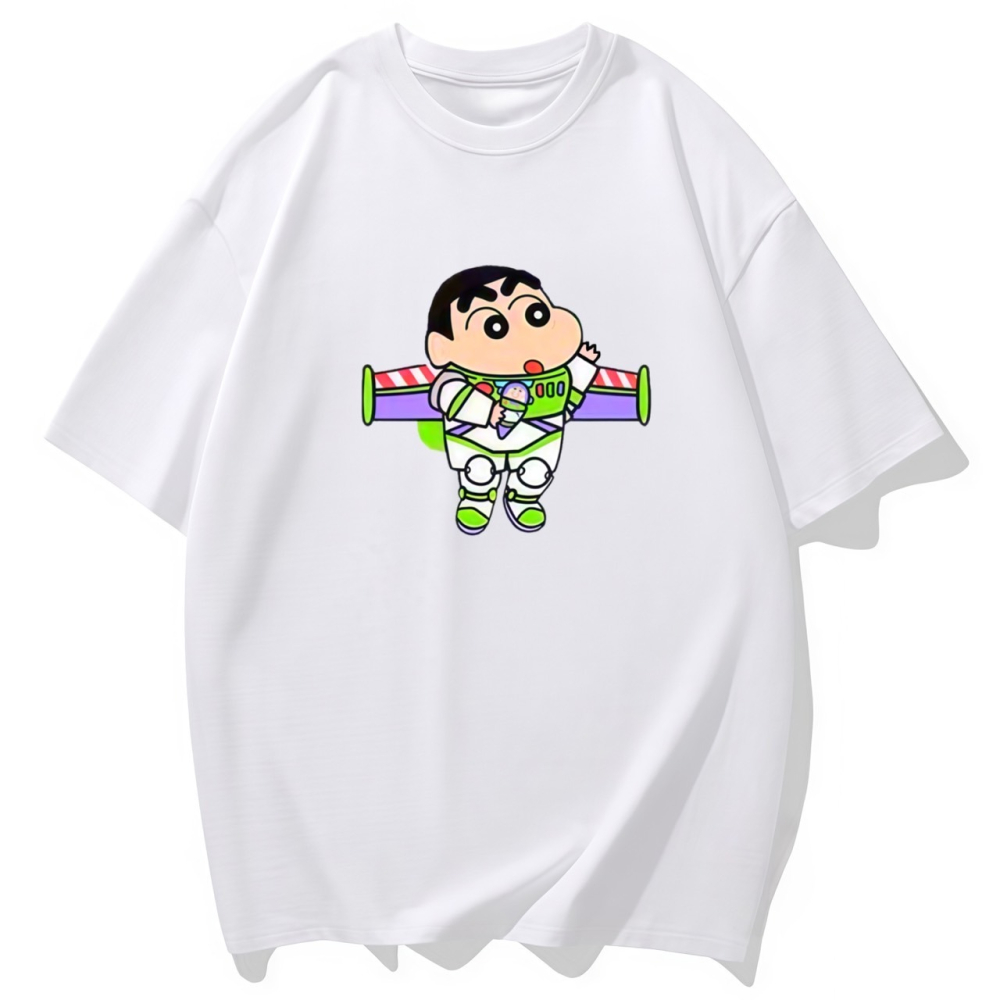 S-3XL大尺碼 蠟筆小新+巴斯光年 短袖T恤 oversize衣服 棉tee-細節圖3