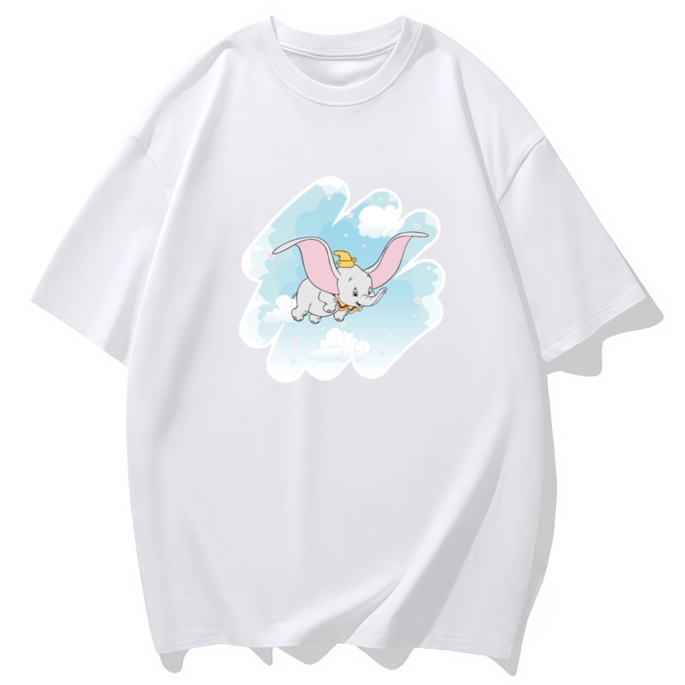 S-3XL大尺碼 小飛象 短袖T恤女 oversize 棉tee 情侶裝-細節圖2