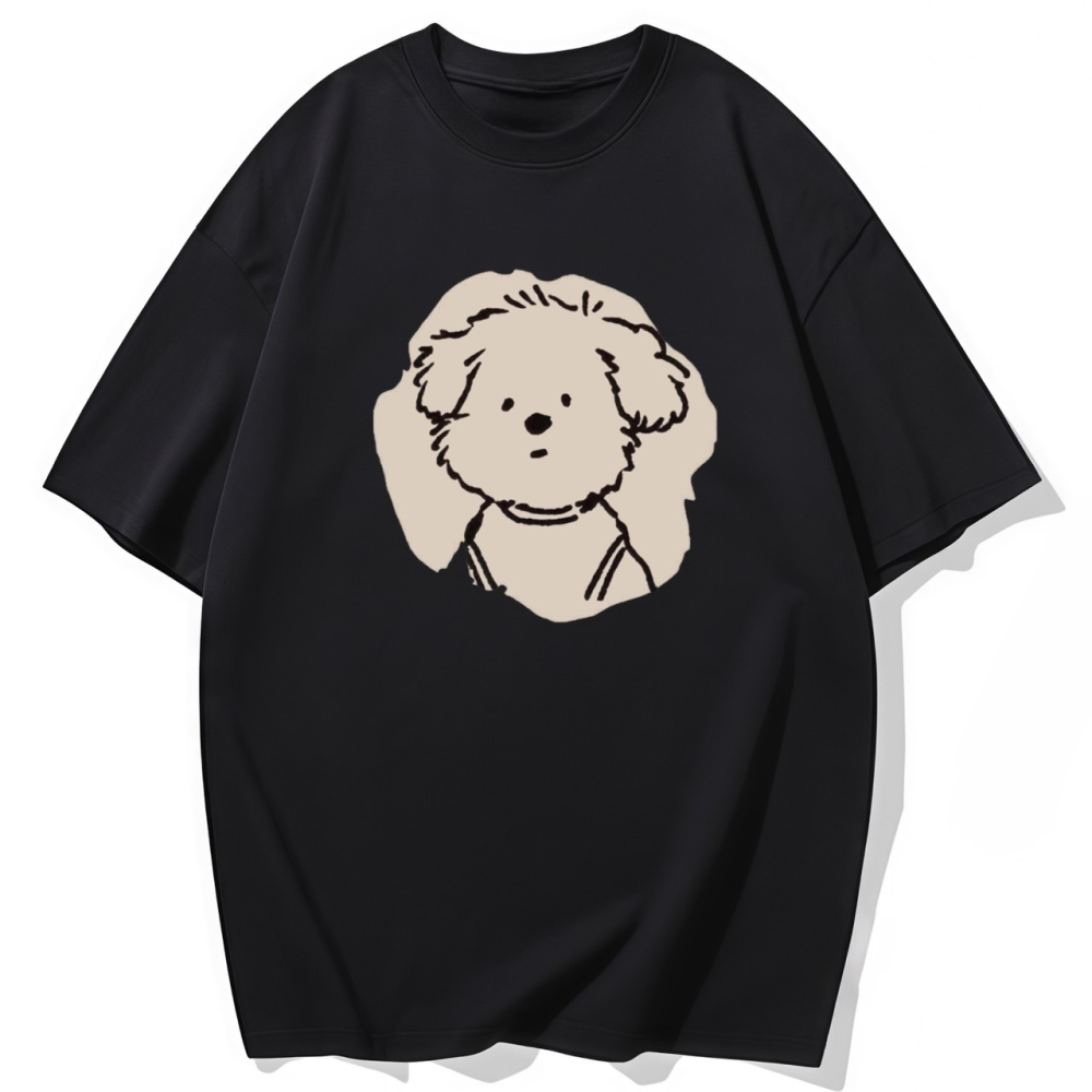 S-3XL大尺碼 可愛小狗 短袖T恤女 oversize 大碼上衣 棉tee 情侶裝-細節圖2