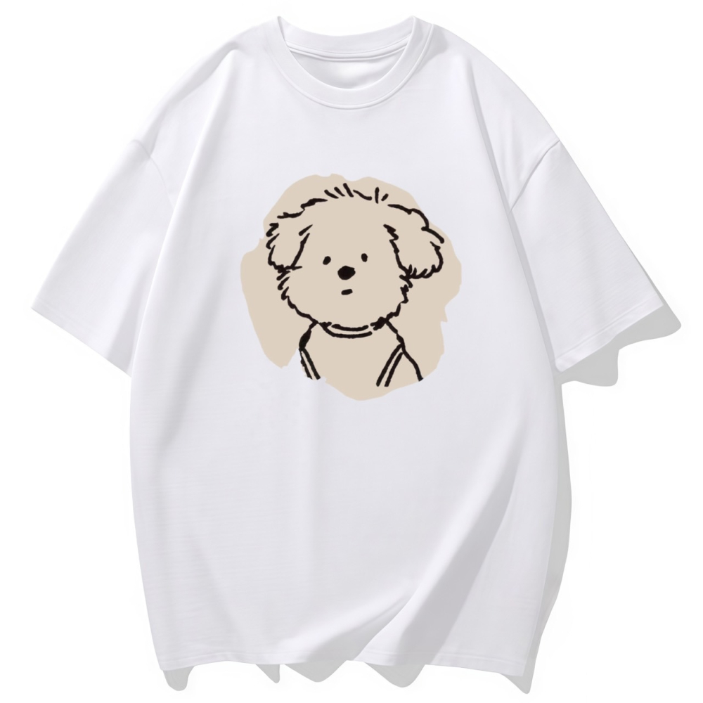 S-3XL大尺碼 可愛小狗 短袖T恤女 oversize 大碼上衣 棉tee 情侶裝-細節圖3