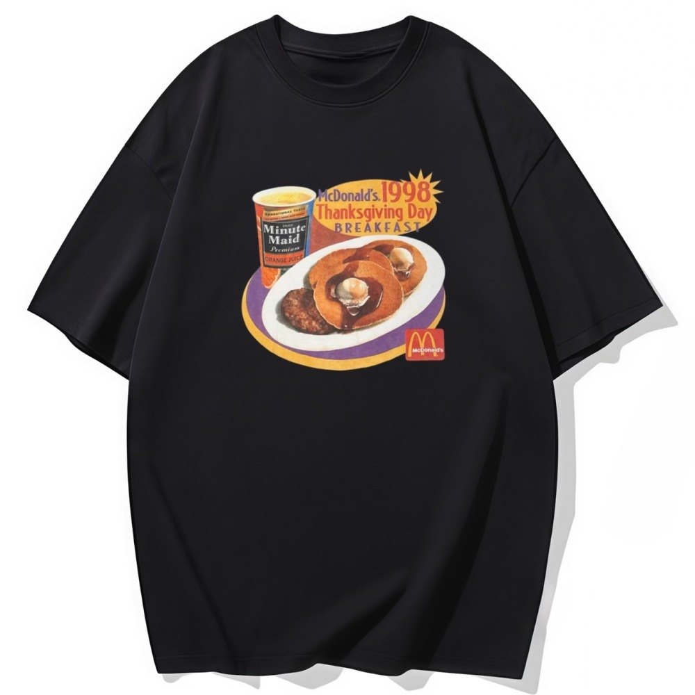 S-3XL大尺碼 食物 短袖T恤女 oversize衣服 棉tee 情侶裝-細節圖2